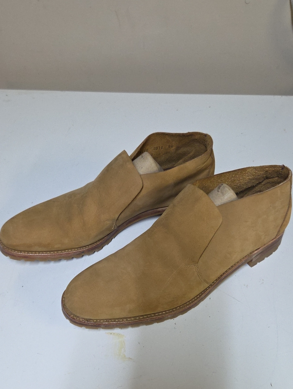 Dack's Vintage Like New Men's Slip-On Suede Leather Loafers in Tan Beige Sz 12
